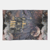 家幽霊のよく出る屋 |不気味満月の木とこうもり キッチンタオル (横)