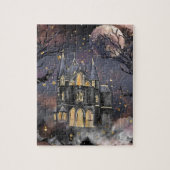 家幽霊のよく出る屋 |不気味満月の木とこうもり ジグソーパズル (縦)