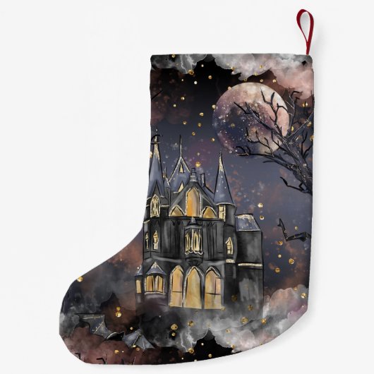 家幽霊のよく出る屋 |不気味満月の木とこうもり スモールクリスマスストッキング (裏面)