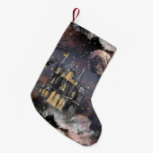 家幽霊のよく出る屋 |不気味満月の木とこうもり スモールクリスマスストッキング (正面 (吊り時))