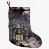 家幽霊のよく出る屋 |不気味満月の木とこうもり スモールクリスマスストッキング (正面)