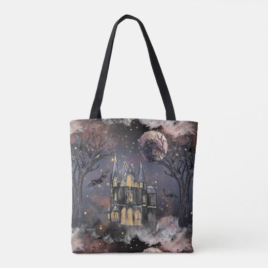 家幽霊のよく出る屋 |不気味満月の木とこうもり トートバッグ (裏面)