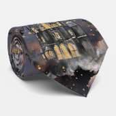 家幽霊のよく出る屋 |不気味満月の木とこうもり ネクタイ (ロール)