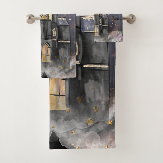 家幽霊のよく出る屋 |不気味満月の木とこうもり バスタオルセット (インサイチュ)