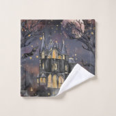 家幽霊のよく出る屋 |不気味満月の木とこうもり バスタオルセット (ウォッシュタオル)