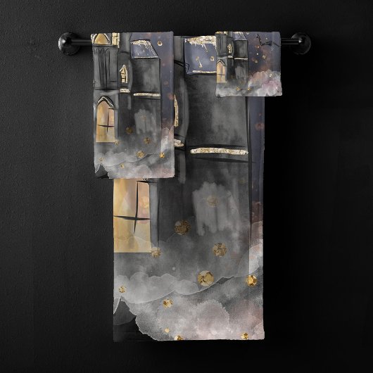 家幽霊のよく出る屋 |不気味満月の木とこうもり バスタオルセット