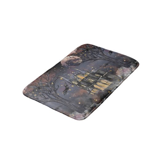 家幽霊のよく出る屋 |不気味満月の木とこうもり バスマット (アングル)