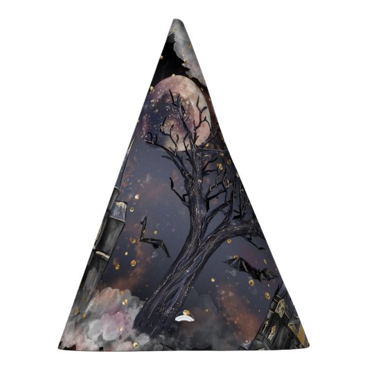 家幽霊のよく出る屋 |不気味満月の木とこうもり パーティーハット (右)