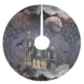 家幽霊のよく出る屋 |不気味満月の木とこうもり ブラッシュドポリエステルツリースカート (正面)