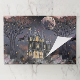 家幽霊のよく出る屋 |不気味満月の木とこうもり ペーパーパッド