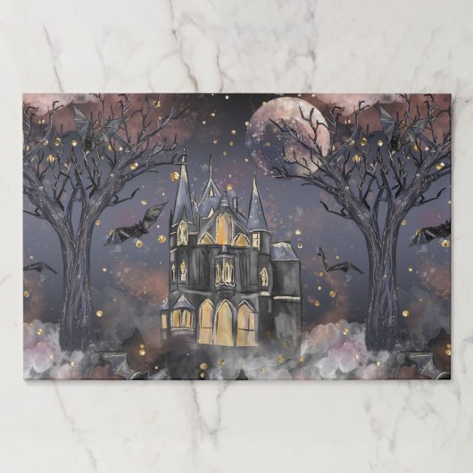 家幽霊のよく出る屋 |不気味満月の木とこうもり ペーパーパッド (正面)