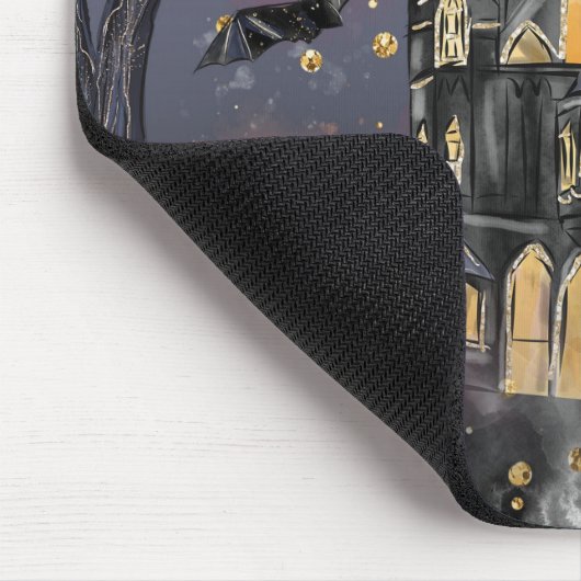 家幽霊のよく出る屋 |不気味満月の木とこうもり マウスパッド (コーナー)