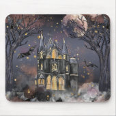 家幽霊のよく出る屋 |不気味満月の木とこうもり マウスパッド (正面)