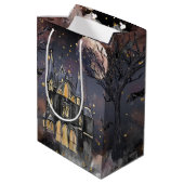 家幽霊のよく出る屋 |不気味満月の木とこうもり ミディアムペーパーバッグ (裏面アングル)