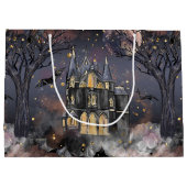 家幽霊のよく出る屋 |不気味満月の木とこうもり ラージペーパーバッグ (裏面)