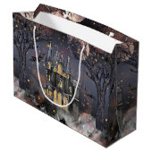 家幽霊のよく出る屋 |不気味満月の木とこうもり ラージペーパーバッグ (裏面アングル)
