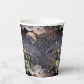 家幽霊のよく出る屋 |不気味満月の木とこうもり 紙コップ (裏面)