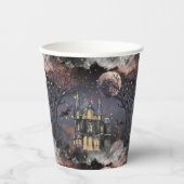 家幽霊のよく出る屋 |不気味満月の木とこうもり 紙コップ (正面)