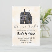 家幽霊のよく出る水の色ハロウィンジェンダーのリビール 招待状 (スタンド正面)