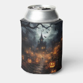 家幽霊のよく出る、カボチャとこうもりハロウィーン 缶クーラー (缶裏面)
