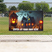 家幽霊のよく出る、ジャック・オ・ランタンとこうもり 横断幕 (インサイチュ)