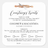 家庭で作られるキッチンの具材の水彩アート スクエアシール (正面)