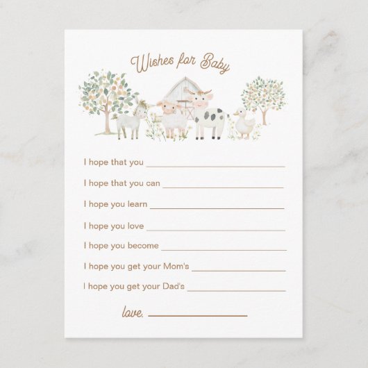 家庭で育ったかわいこちゃん赤ちゃんシャワーの願いベビー エンクロージャーカード (正面)