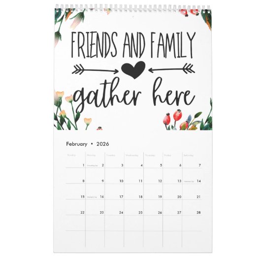 家庭と家族 カレンダー (2月 2026)