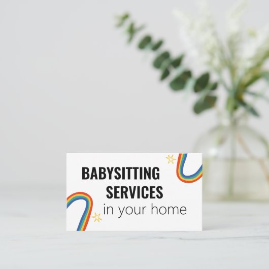 家庭のベビーシッターのサービス、おもしろいレインボースター 名刺 (スタンド正面)