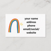 家庭のベビーシッターのサービス、おもしろいレインボースター 名刺 (裏面)