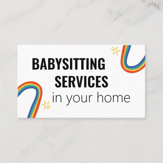 家庭のベビーシッターのサービス、おもしろいレインボースター 名刺 (正面)