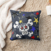 家庭のロックンロールのスカル クッション (ブランケット)