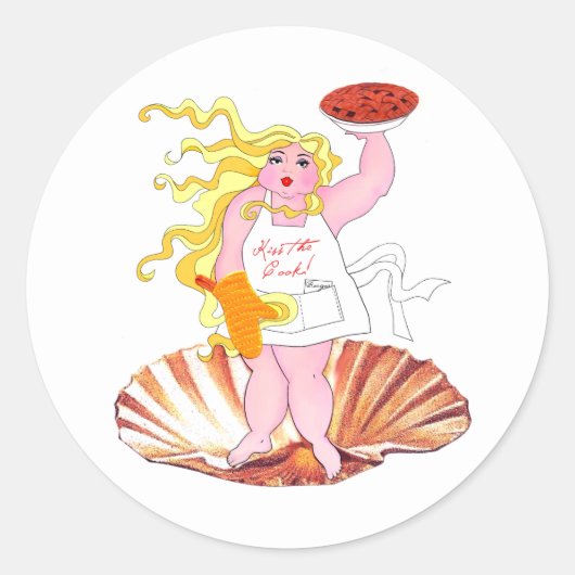 "家庭の女神" -キス調理師!クラシック丸 ラウンドシール (正面)