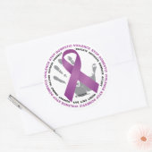 家庭内ストップ暴力リボン ラウンドシール (封筒)