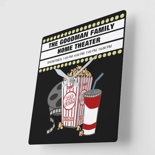 家庭内パーソナライズされた映画館カスタム スクエア壁時計 (傾斜)