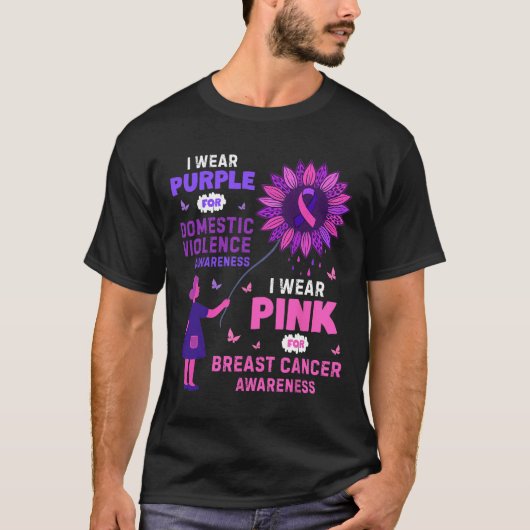 家庭内暴力の乳がん認識度 Tシャツ (正面)