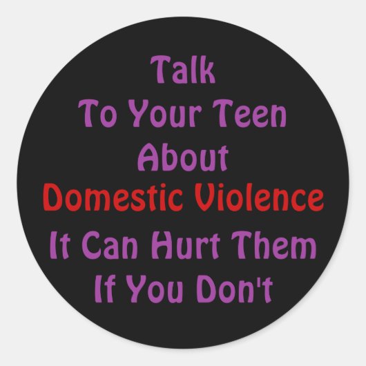 家庭内暴力ステッカー ラウンドシール (正面)