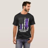 家庭内暴力啓発 パープルリボンフラグ Tシャツ (正面フル)