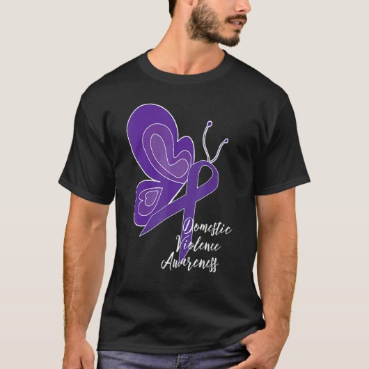 家庭内暴力認識度虐待パープルリボン部 Tシャツ (正面)