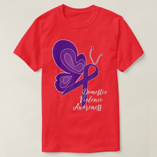 家庭内暴力認識度虐待パープルリボンBU Tシャツ (デザイン正面)