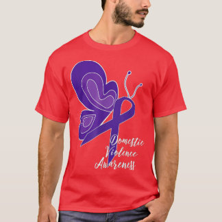 家庭内暴力認識度虐待パープルリボンBU Tシャツ