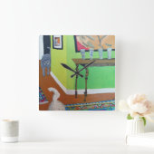 家庭内暴力 スクエア壁時計 (ホーム)