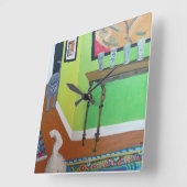 家庭内暴力 スクエア壁時計 (傾斜)