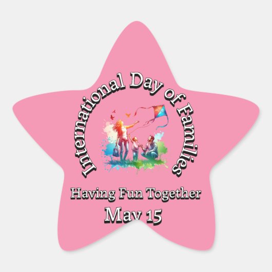 家庭国際的の日：おもしろいを一緒にする 星シール (正面)