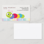 家庭教師かわいいカラフルキャタピラービジネスカード 名刺 (正面/裏面)