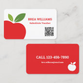 家庭教師の代替先生カスタムQRコード 名刺 (正面/裏面)