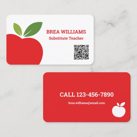 家庭教師の代替先生カスタムQRコード 名刺 (正面/裏面)