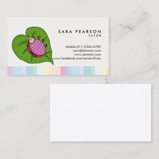 家庭教師の家庭教師の漫画のラディバグ 名刺 (正面/裏面)