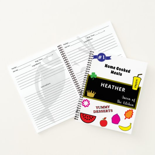 家庭料理Chalkboardファミリーレシピ名 ノートブック (内部)