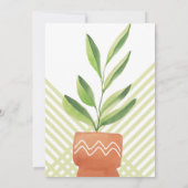 家庭植物のセラミックポット水色 招待状 (裏面)
